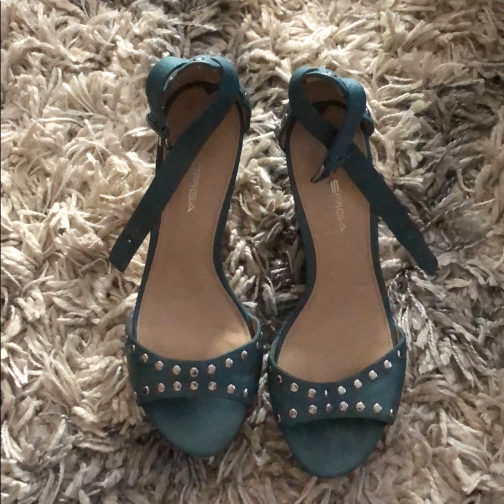 Via Spiga Teal Wedge Sandal